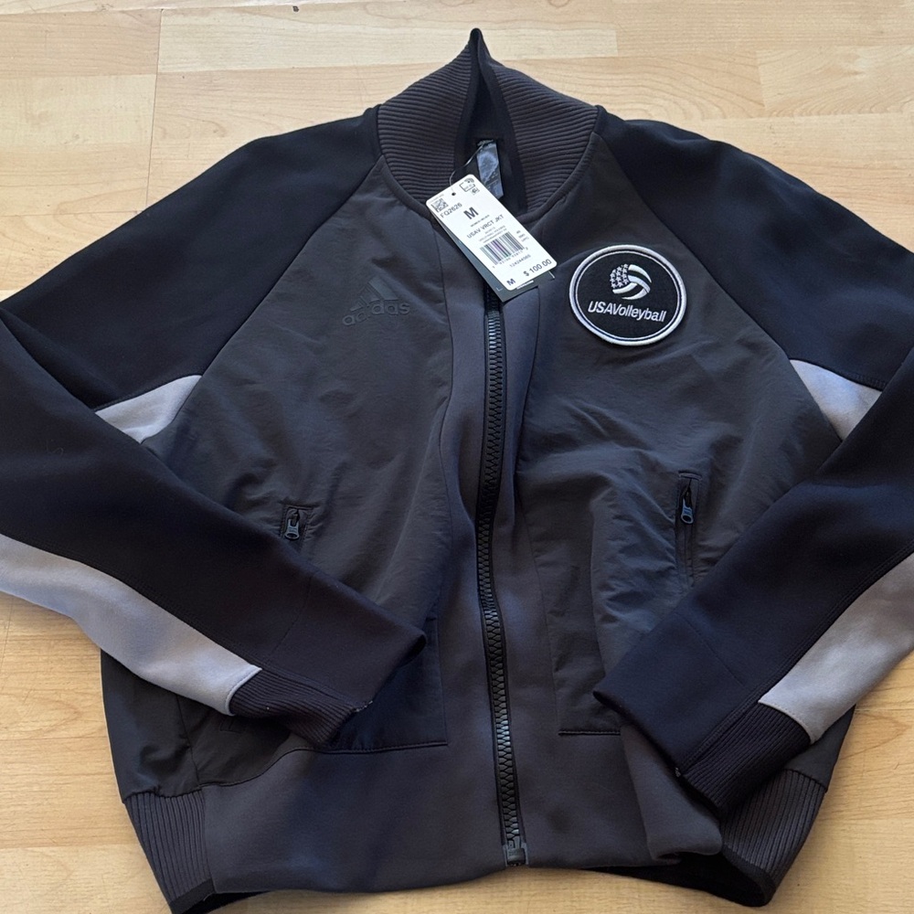 adidas Black and Gray USA Volleyball Bomber Jacket
